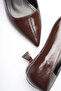 Women's bitter brown crinkled patent leather stiletto heel shoes tr20ms03d - 3