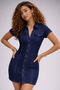 Princess Dark Navy Blue Denim Mini Dress - 2