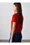 10788 Crew Neck Textured Knitwear Blouse-Red - 3