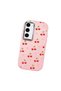 Samsung Galaxy S23 Compatible Camera Protected Pink Soft Silicone Phone Case Cherry Patterned - 3