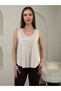 V-Neck Thick Strap Beige Undershirt - 3