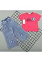 Girl's Denim Suit with Floral Embroidery, Set of 2 - 4