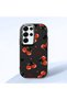 Samsung Galaxy S25 Ultra Compatible Camera Protected Black Soft Silicone Phone Case Vişne Patterned