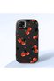 Redmi 10C Compatible Camera Protected Black Soft Silicone Phone Case Cherry Patterned