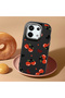 Redmi Note 13 Pro 5g Compatible Camera Protected Black Soft Silicone Phone Case Cherry Patterned - 2