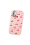 Samsung Galaxy A21S Compatible Camera Protected Pink Soft Silicone Phone Case Cherry Patterned - 3