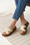 Beige Genuine Leather Slippers Tr31My54C - 6