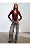 32311 Lace V-Neck Cashmere Blend Modal Blouse - Dark Purple