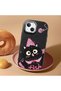 iPhone 13 Compatible Camera Protected Black Soft Silicone Phone Case Cat Patterned - 2
