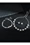 Faux Pearl Rhinestone Necklace with Bracelet and Earrings et - 4
