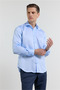 Blue Satin Italian Collar Long Sleeve Pocketless S Slim Fit 100% P Cotton Shirt 1004255231 - 3