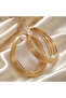 Layered Hoop Interlock Hoop Gold Color Earrings 6cm - 2
