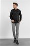 Black Satin Italian Collar Long Sleeve Pocketless S Slim Fit 100% P Cotton Shirt 1004255231