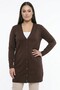 Women's Plus Size Knitwear Cardigan with Button Detail on Sleeves - 3