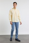 Yellow Oxford Buttoned Collar Long Sleeve Pocketless Slim Fit Cotton Pcs Shirt 1004260182 - 2
