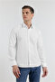 White Textured Hard Collar Long Sleeve Pocketless Slim Fit Cotton Shirt 1004255283 - 3