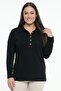 Women's Gold Buttoned Collar Large Size Stretch Fabric Blouse