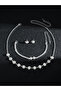 Faux Pearl Rhinestone Necklace with Bracelet and Earrings et - 5