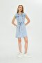 Women's Denim Dress with Belt - 5