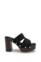 Aurelia Vellini Black Suede Women's Double Cross Strap Detailed Stylish Comfortable Casual Platform High Thick Heeled Slippers - 2