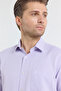 Purple Hard Collar Long Sleeve Pocketed Comfort Fit Cotton Shirt 1004255285 - 4