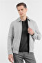 Gray Polo Collar Full Lining Casual Slim Fit Melton Coat 1007255106 - 3