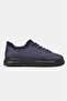 Men's Dark Blue Genuine Natural Leather Leather Strap Lace-Up Sneakers Sneakers Kabi - 5