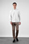 White Oxford Buttoned Collar Long Sleeve Pocketless Slim Fit Cotton Pcs Shirt 1004260182 - 5