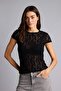 Slim Fit Crew Neck Transparent Lace Short Sleeve Basic T-Shirt H5769Ax26Sp - 3