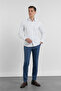 White Textured Hard Collar Long Sleeve Pocketless Slim Fit Cotton Shirt 1004255283 - 2