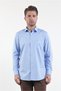 Blue Hard Collar Long Sleeve Pocketed Comfort Fit 100% Cotton Shirt 1004260174