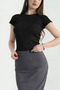 Women's Corded Fabric Stretch Fabric Cropped Bady Blouse – Crew Neck, Stretchy Fabric, Casual & Stylish Combination T-Shirt