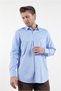 Blue Hard Collar Long Sleeve Pocketed Comfort Fit 100% Cotton Shirt 1004260174 - 5