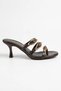 Vita Gold Buckle Detail Three-Stripe Heels for Women Slipper - Brown Crinkled - 3