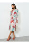 Floral Print Midi Dress with Belt