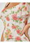 Multi Floral Sheath Midi Dress with Frill Sleeve - 5