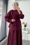 Premium Shoulder Gold Buttoned Skirt Suit - Burgundy - 8