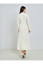 Cream Chain Link Detail High Neck Maxi Dress - 5