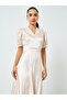 Cream Studded Waist Jacquard Maxi Dress - 3