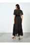 Black Lurex Foil Cape Sleeve Maxi Dress - 5