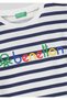United Colors of Children Navy Blue White Striped Logo T-Shirt Pack of Cotton - 3