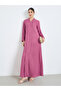 Pink Crepe V Neck Jalabiya - 3