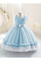 Girls Ruffle Hem Floral Detail Bow Party Dress - 3