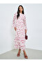 Pink Floral Print Ruffled Maxi Dress - 3