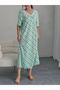 Green Floral Print Short Sleeve Nightdress - 5