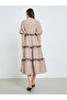 Beige Tassel Trim V Neck Midi Dress - 5