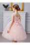 Girls Bow Detail Embellished Mesh Dress - 7