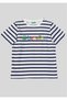 United Colors of Children Navy Blue White Striped Logo T-Shirt Pack of Cotton