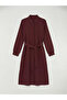 Burgundy Striped Belted Shirt Dress - 6