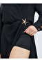 Black Maxi Dress with Star Brooch Detail - 5